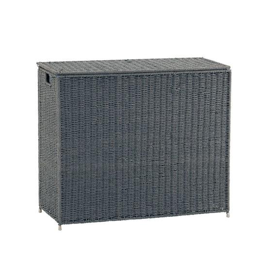 3 Compartment Laundry Sorter, Wicker Laundry Sorter, Gray