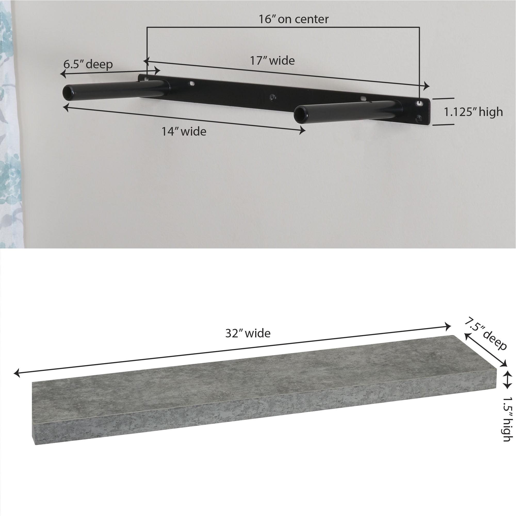 Household Essentials Medium Density Fiberboard Floating Shelf, 7.5" x 32", Gray