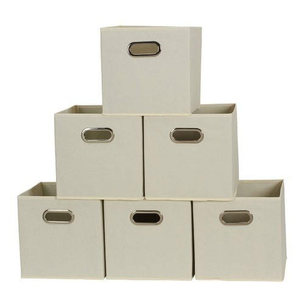 Household Essentials Open Fabric Storage Cube Bins, Set of 6, Natural