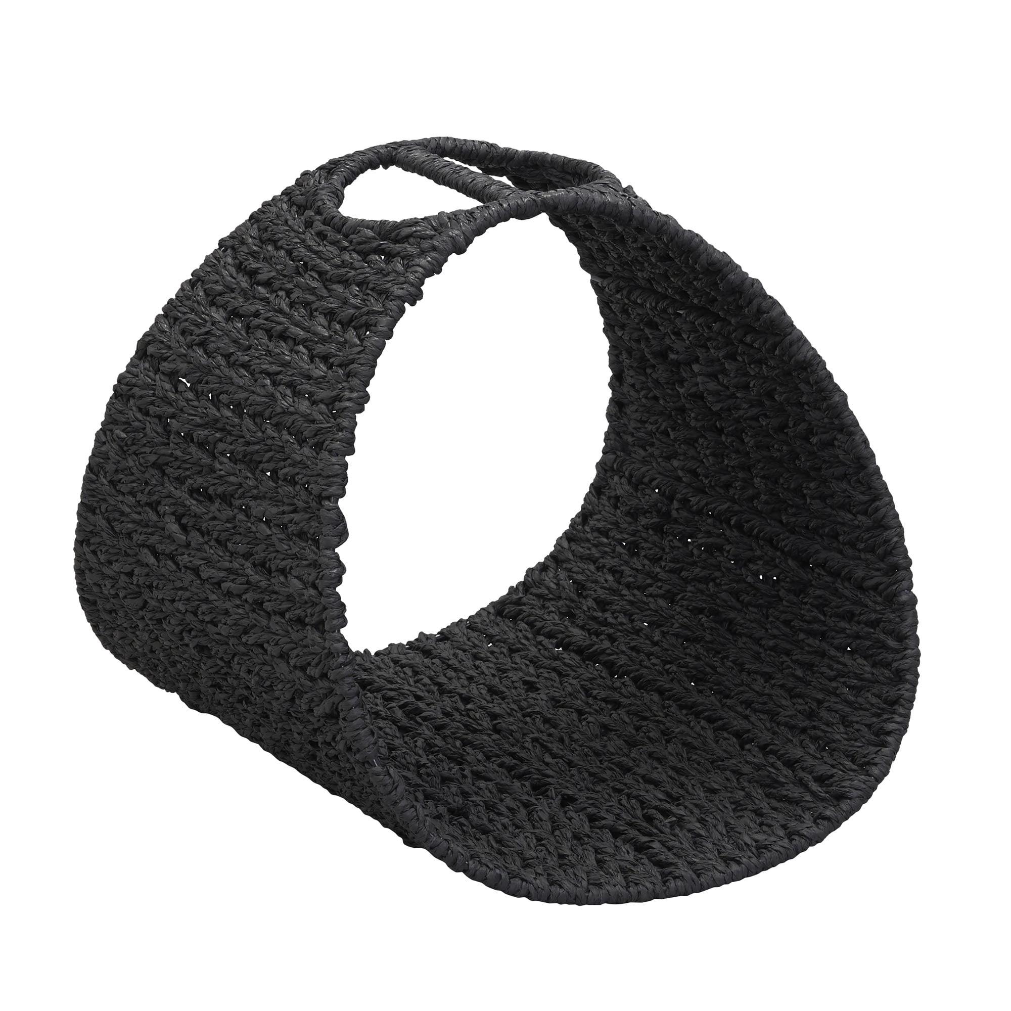 Household Essentials Oval Magazine Rack, Black Paper Rope