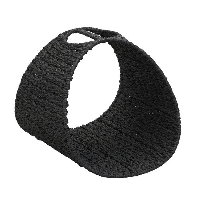 Household Essentials Oval Magazine Rack, Black Paper Rope