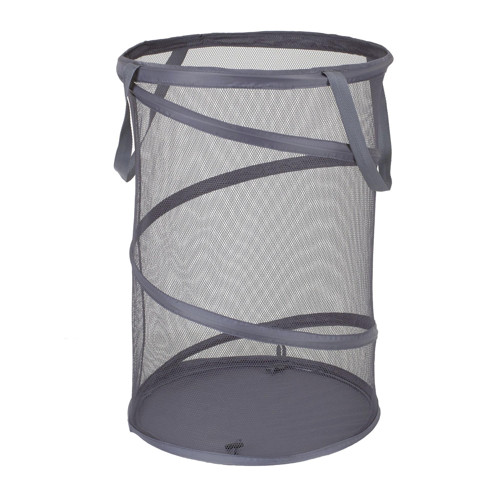 Charcoal Collapsible Mesh Laundry Hamper with Steel Frame