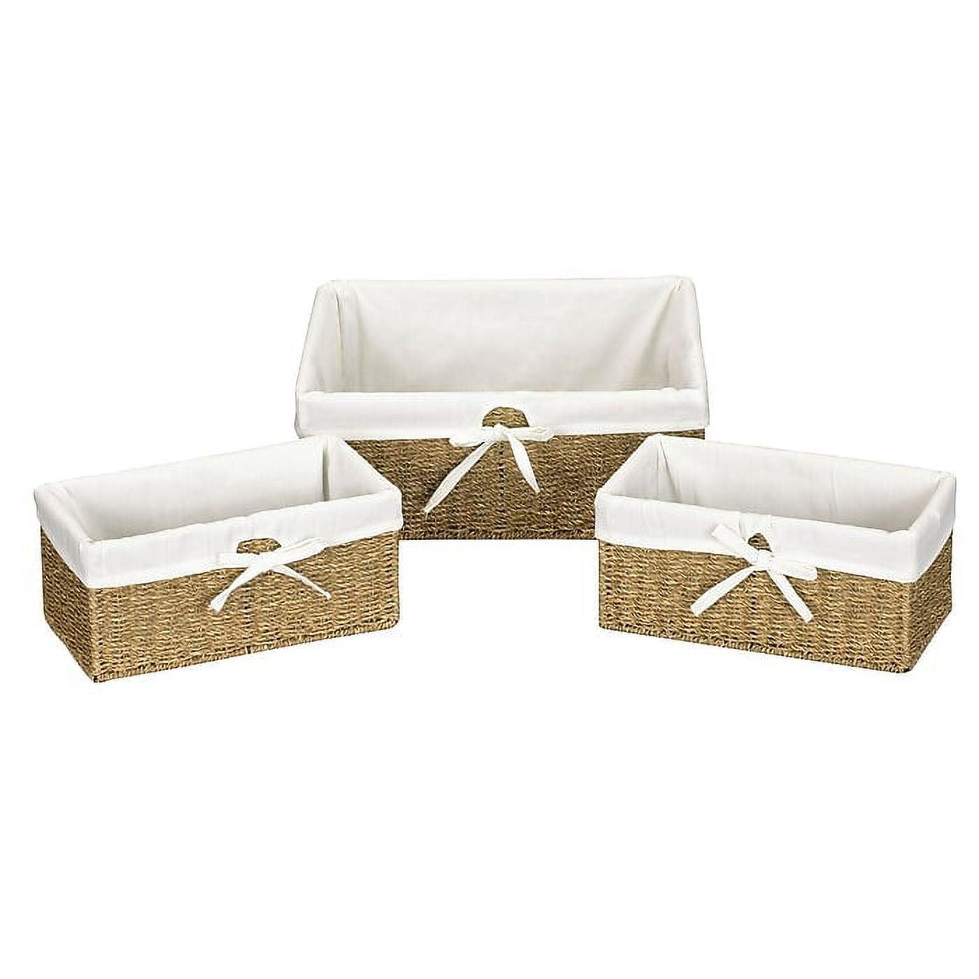 Rectangular Seagrass Storage Baskets with Metal Frame - Set of 3