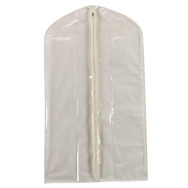 Suit Protector Garment Bag, Canvas Backing and Clear Front, Convenient Full-Length Zipper