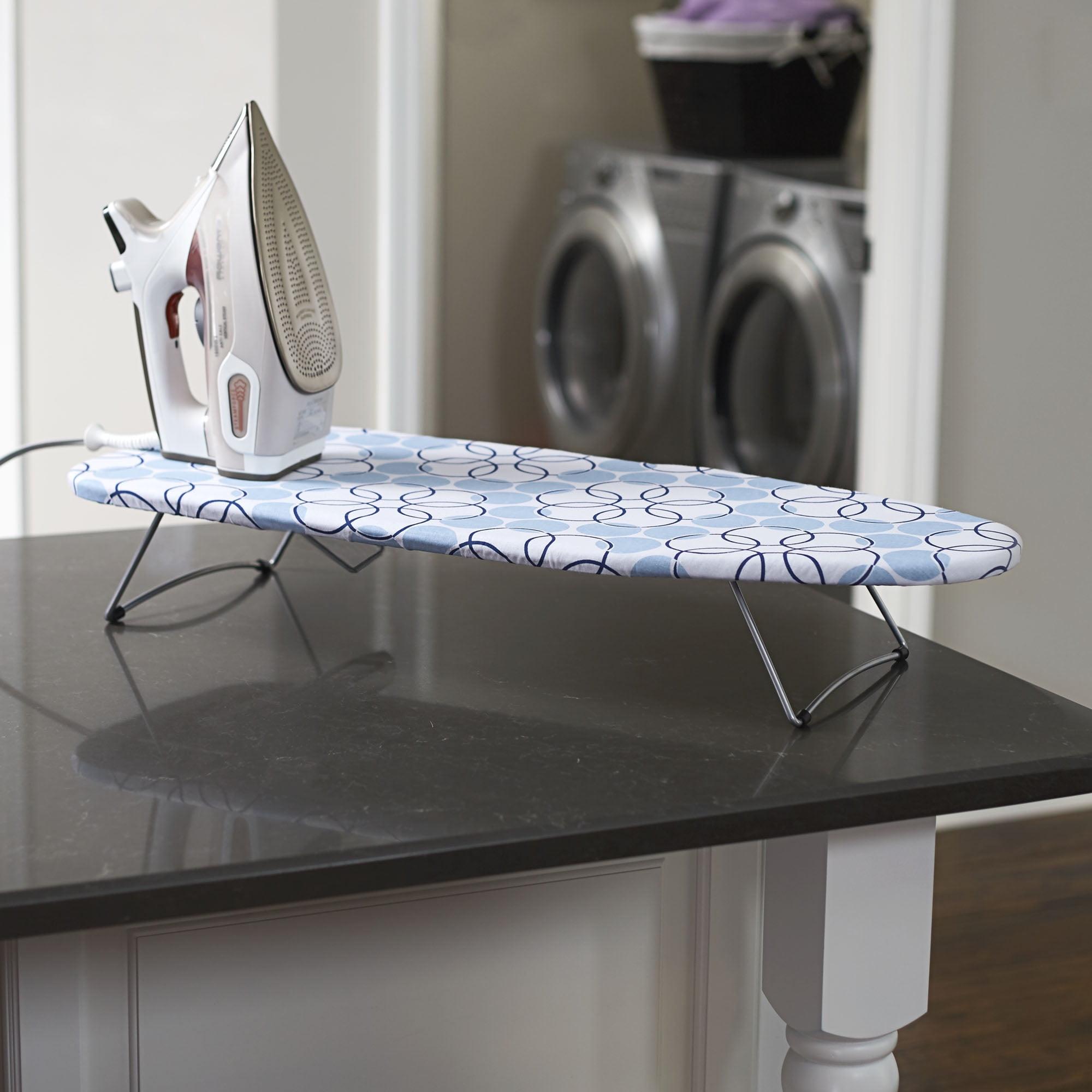 Household Essentials Handy Board Table Top Ironing Board Silver with Magic Rings Cover