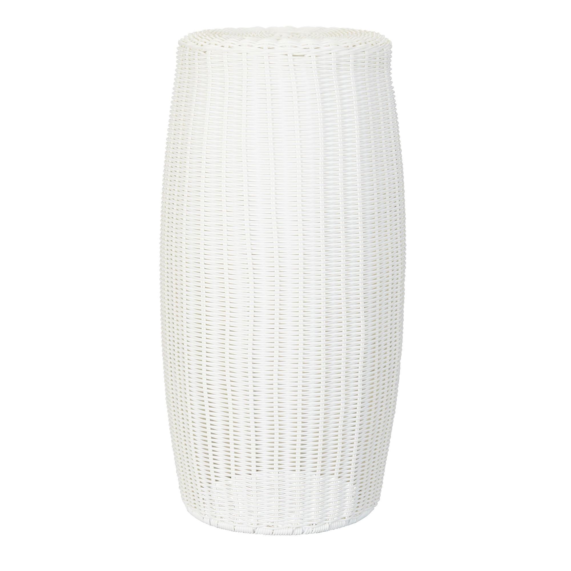 White Cylindrical Woven Iron Storage Bin