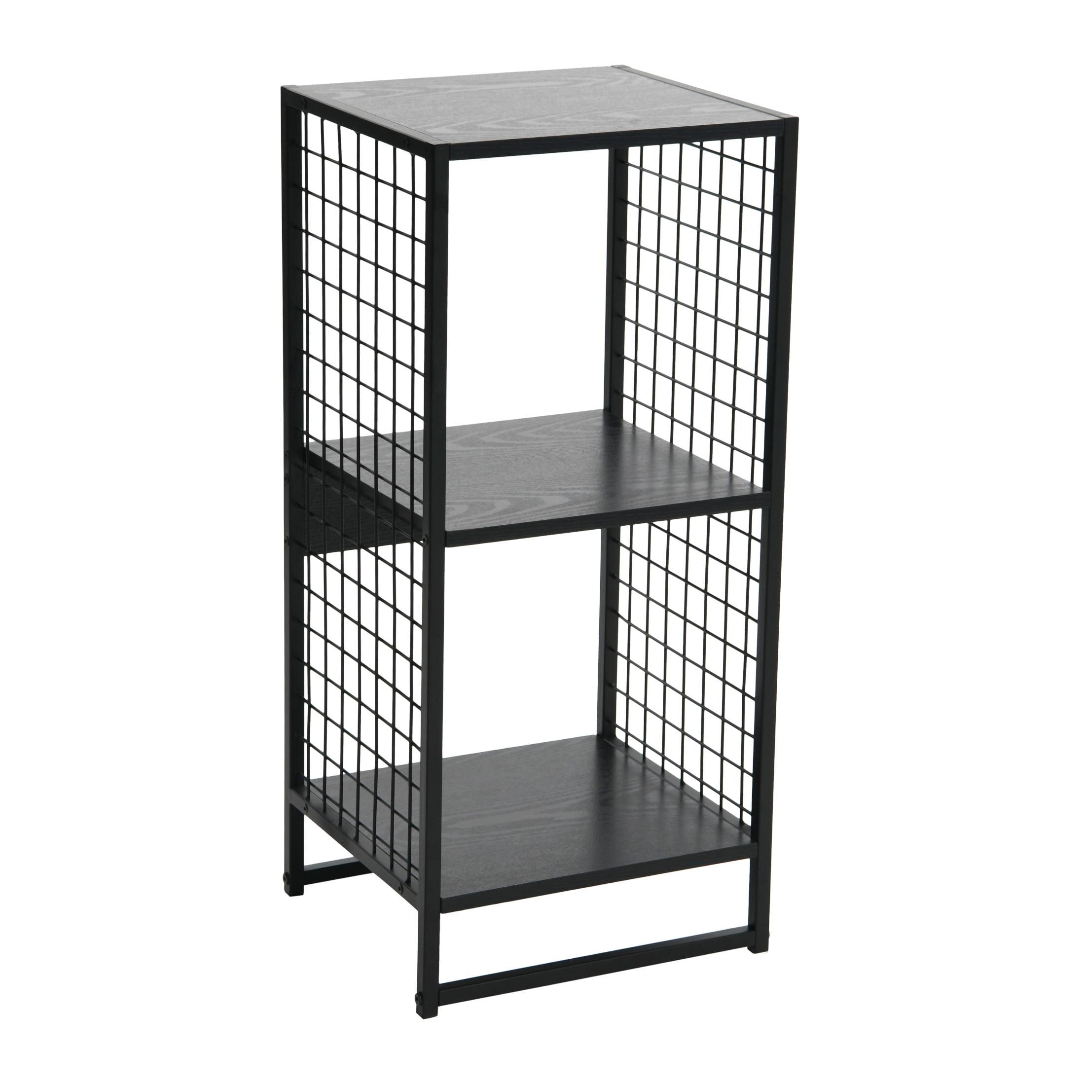 Household Essentials 28.15" Trellis 2 Shelf Bookshelf Black Oak: Iron Frame, Adult Assembly Required