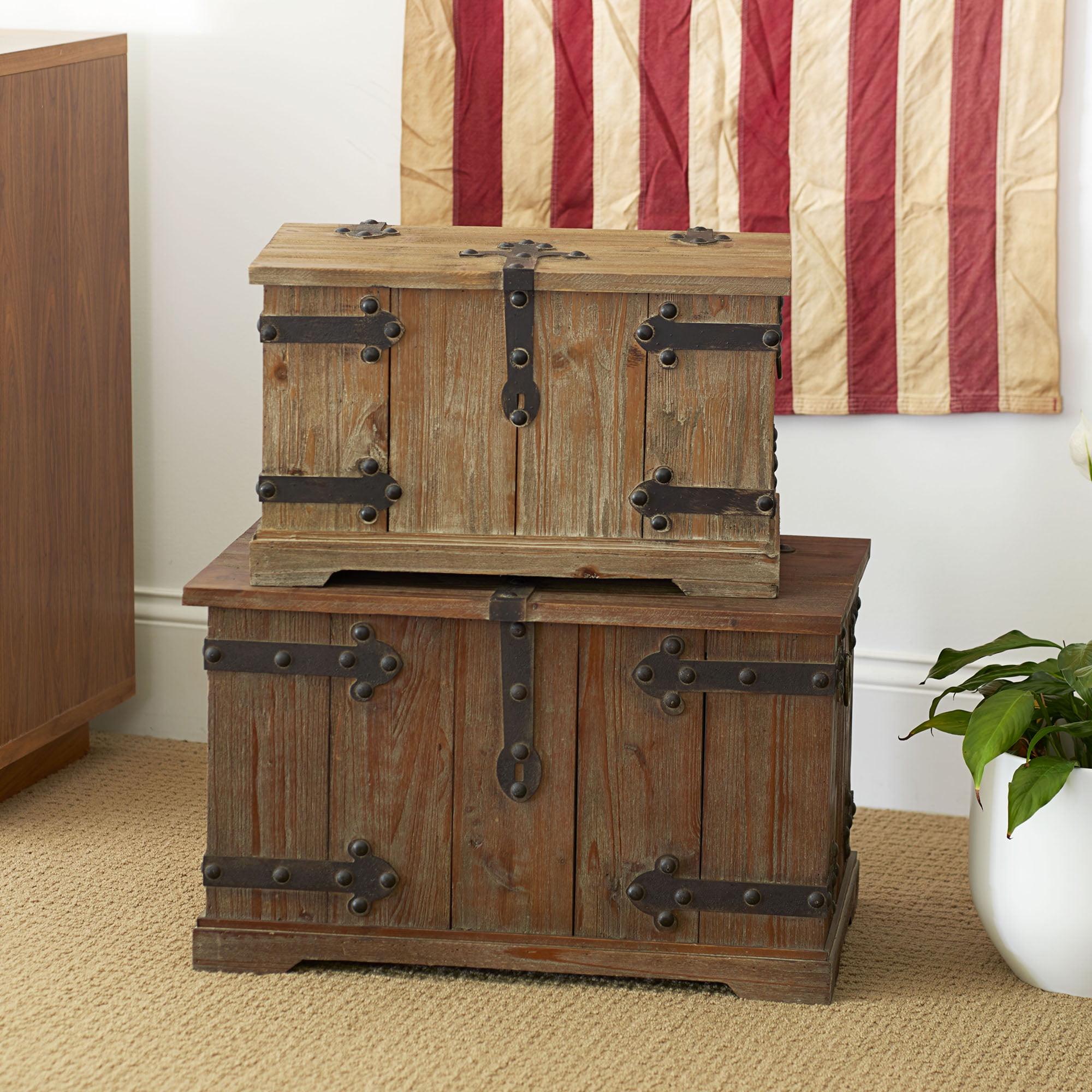Household Essentials 2 Piece Wood Accent Trunk