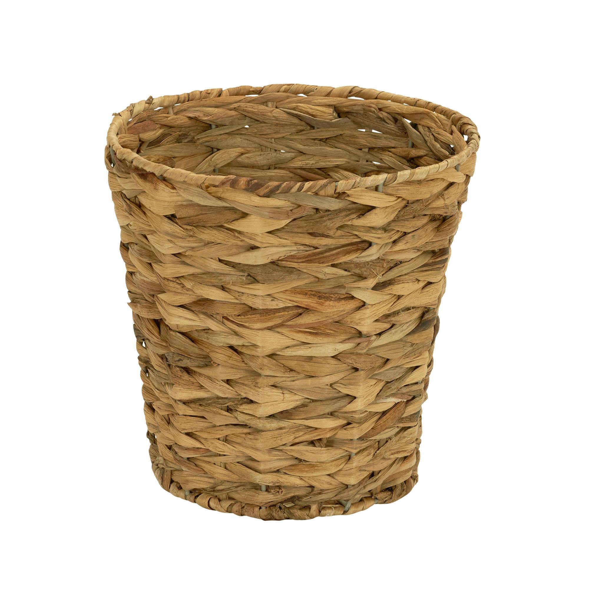 Natural Wicker 10" Round Waste Basket with Metal Frame