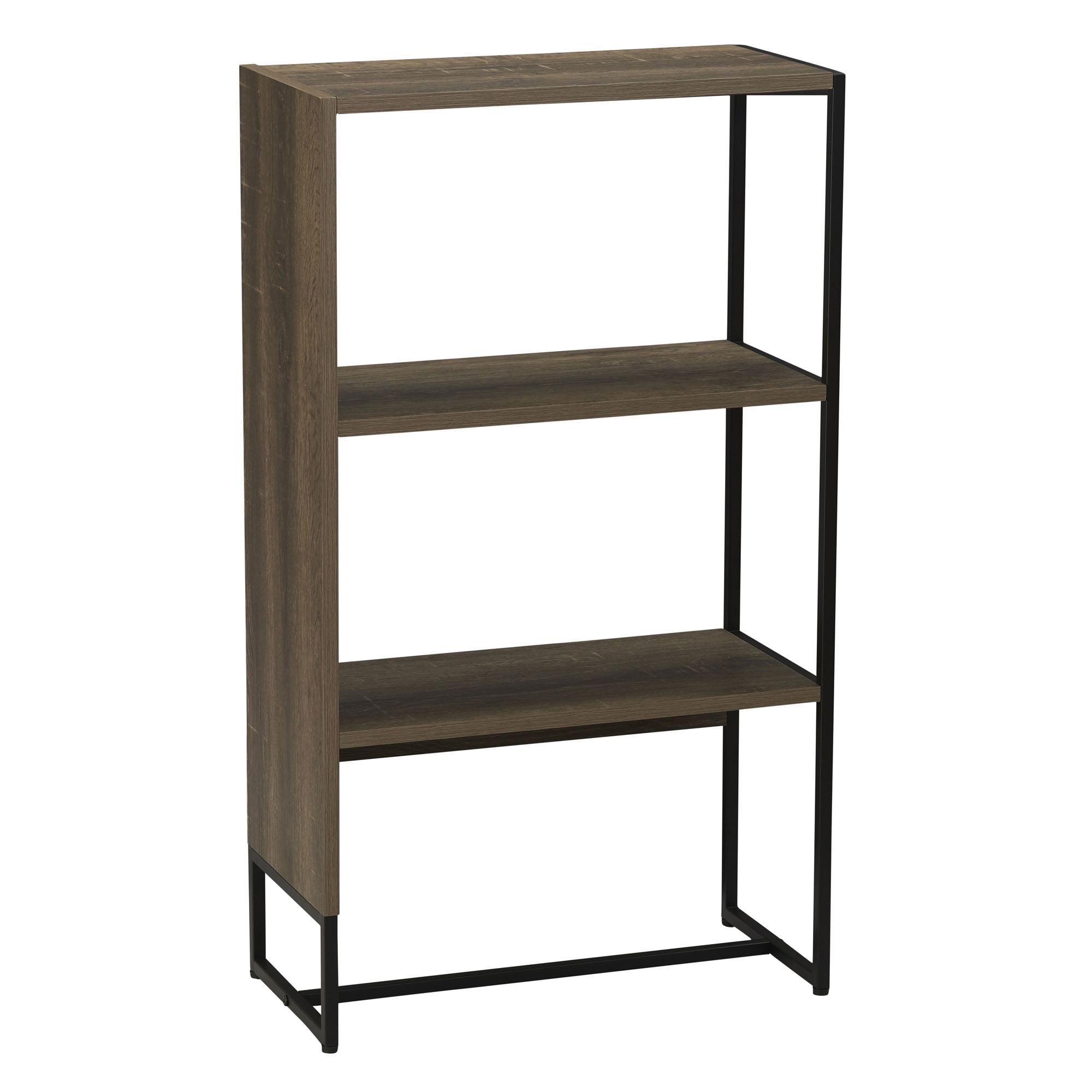 Ashwood and Black 3-Tier Adjustable Shelf Rack