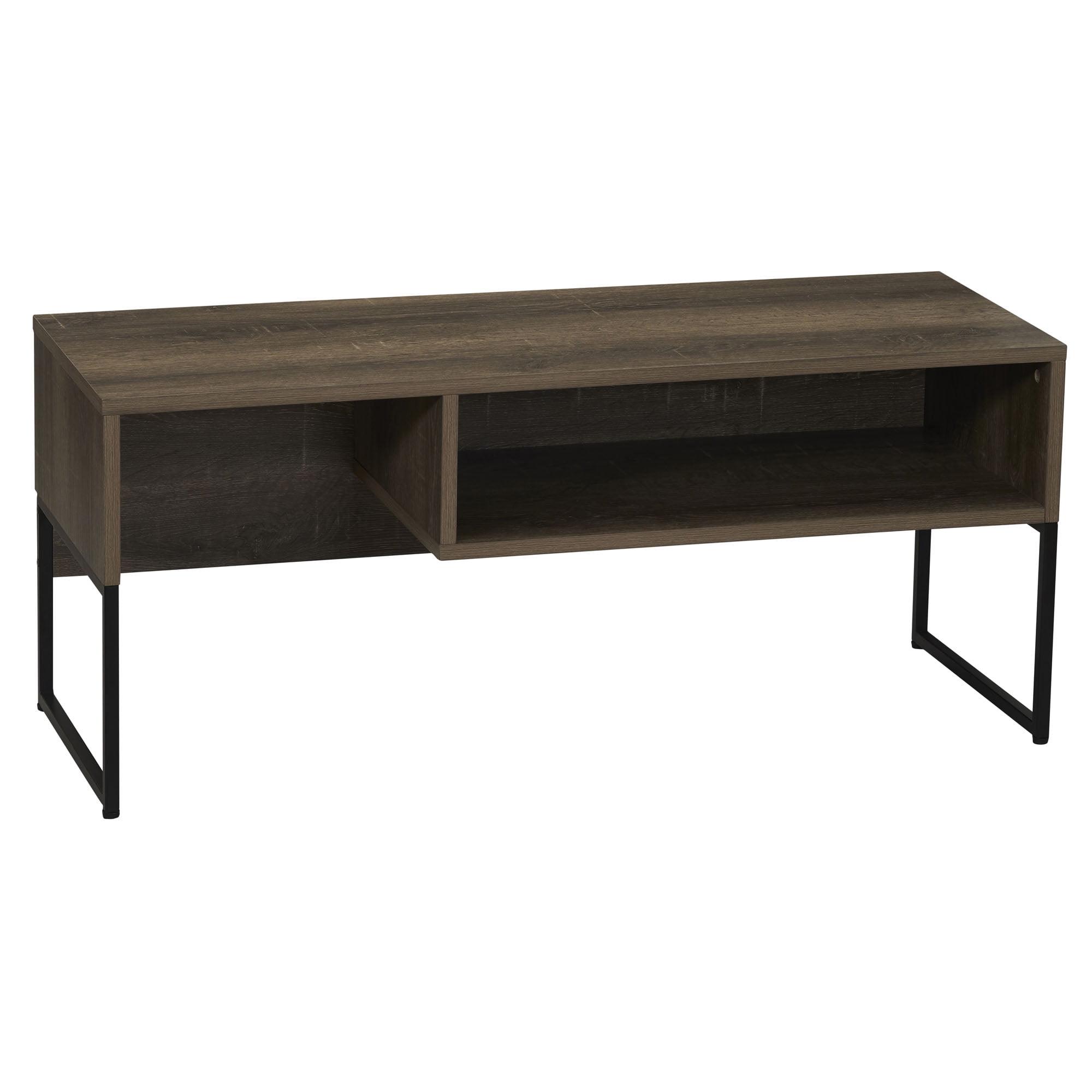 Household Essentials Wrap TV Stand with Rectangular Storage Compartment Ashwood Rustic Wood Grain and Black Metal