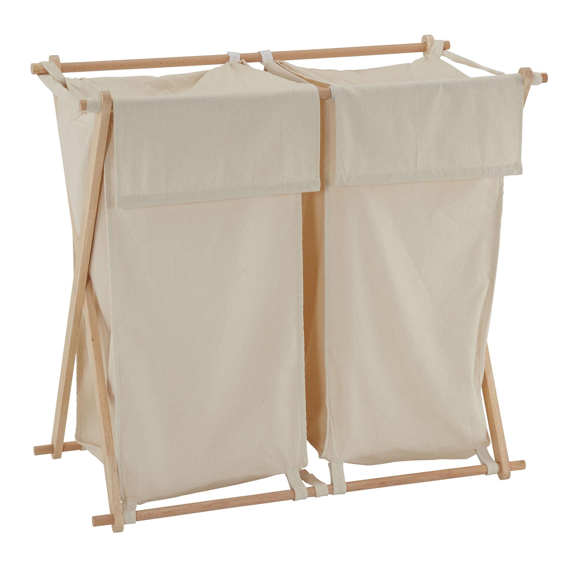 X-Frame Bamboo Hamper, Washable Liner and Bamboo Frame, Natural