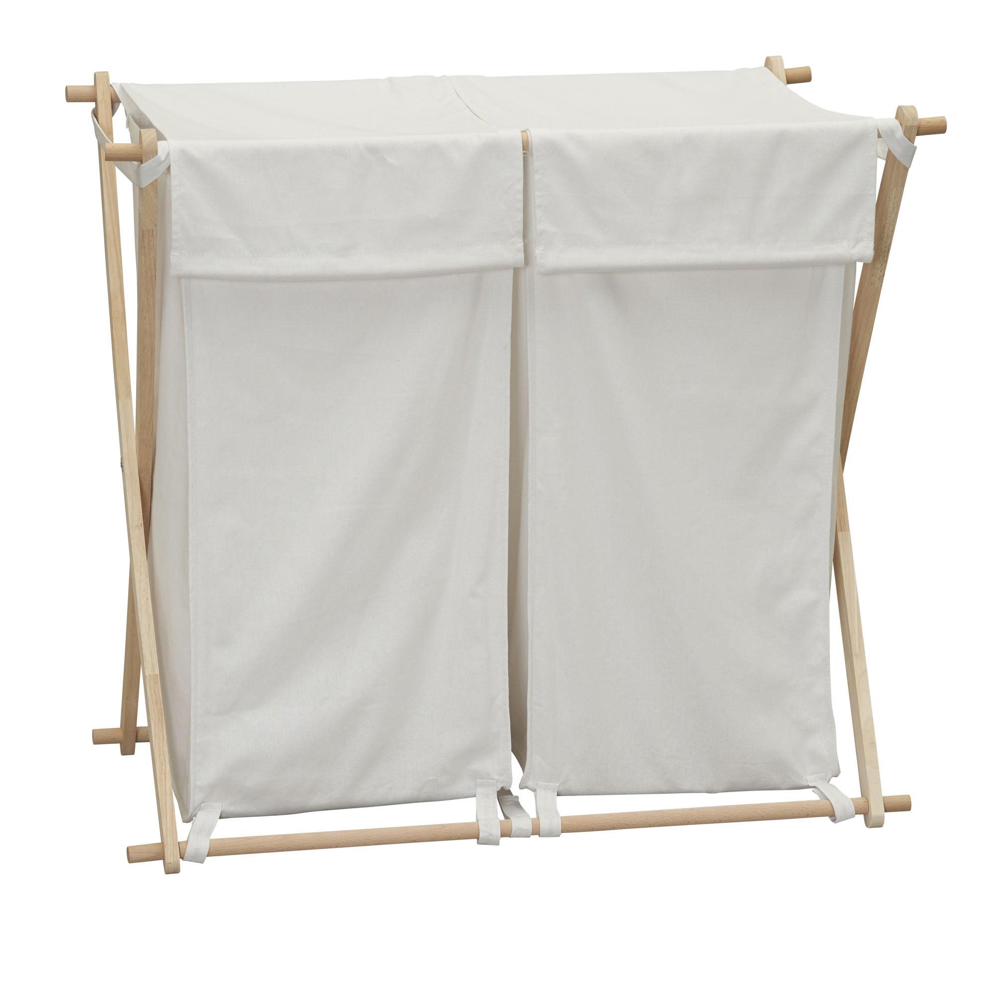 Household Essentials Wood X-Frame Double Sorter White: Removable Liner, 40 lb Capacity, Clothes Drying Rack