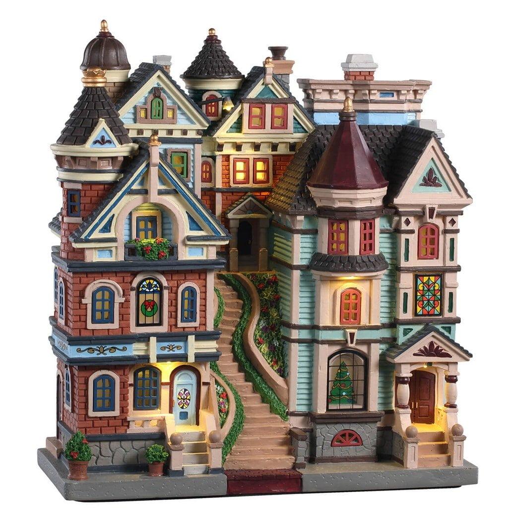 Victorian Houses on a Hill with LED Lights