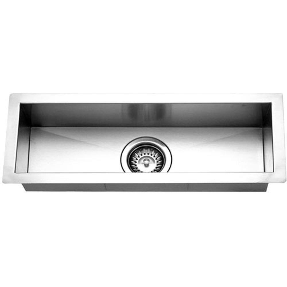 Houzer Contempo Trough 23 in Stainless Steel Undermount Single Bowl Bar Sink with Strainer and Grid - CTB-2385