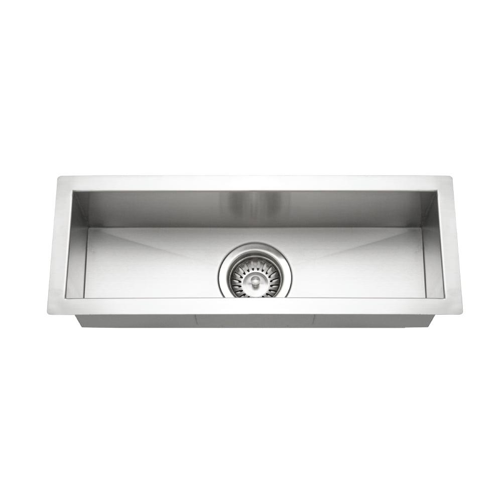Houzer Contempo Trough 23 in Stainless Steel Undermount Single Bowl Bar Sink with Strainer and Grid - CTB-2385