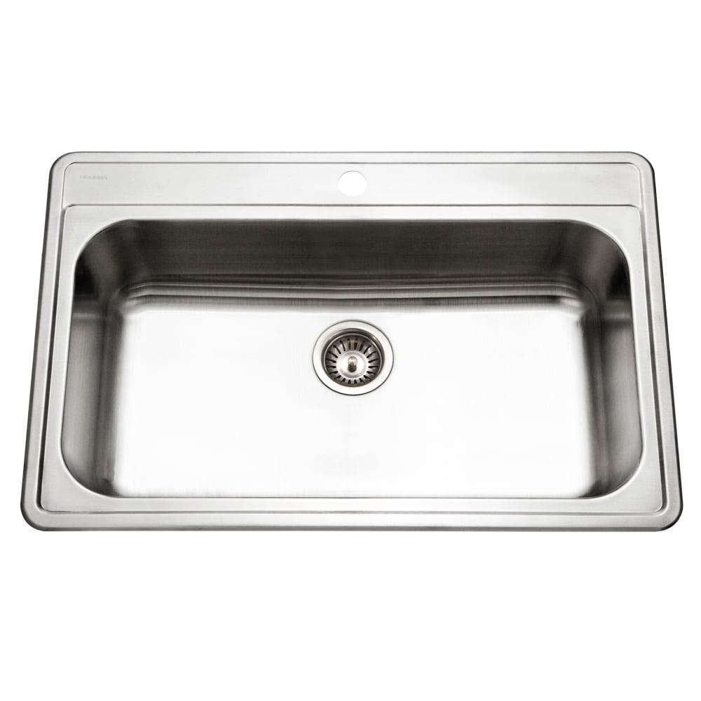 Premier 33" Stainless Steel Single Bowl Kitchen Sink with Strainer and Grid