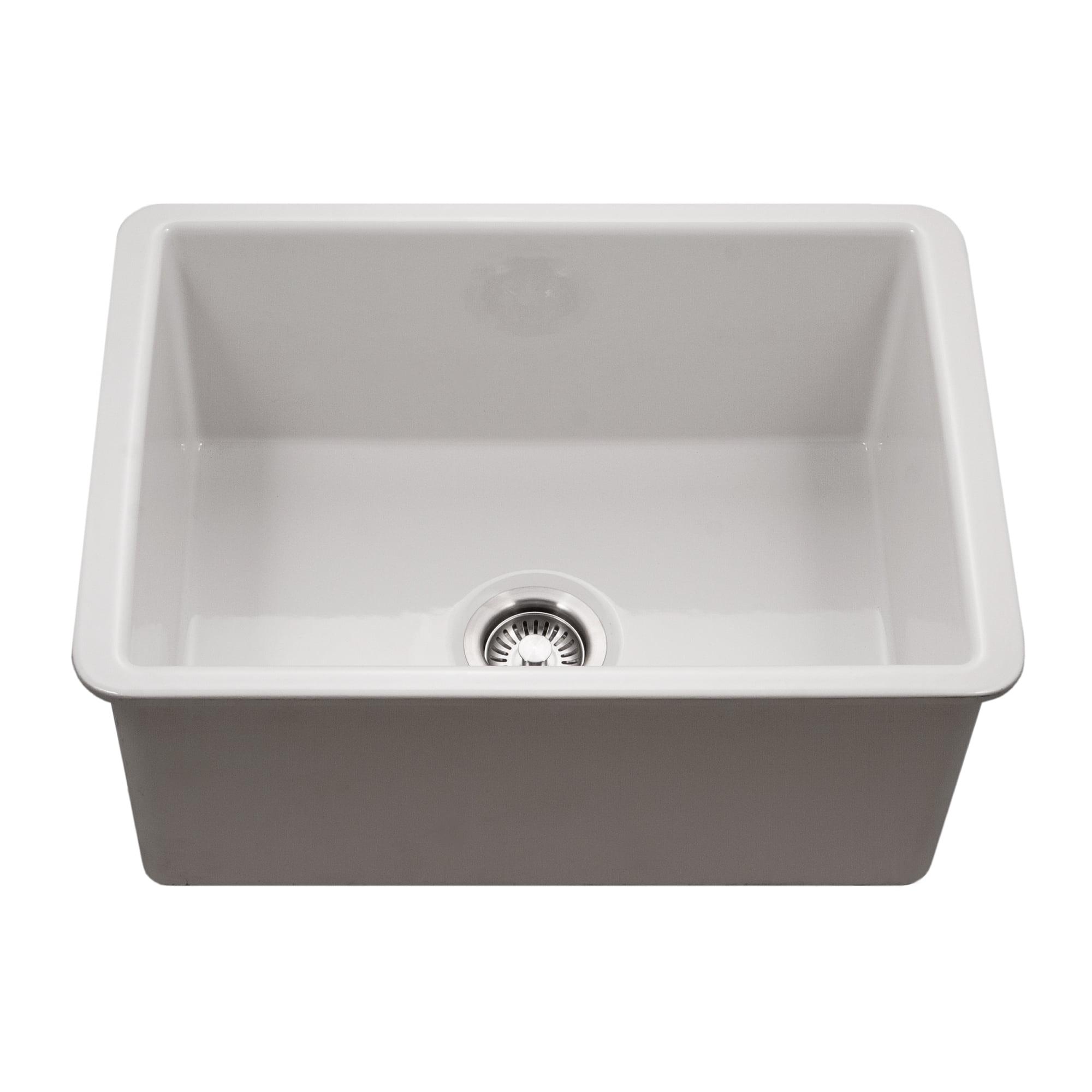 White Fireclay Undermount Single Bowl Kitchen Sink