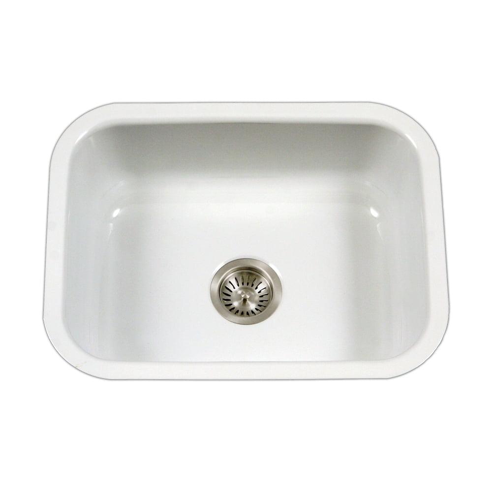 Houzer Porcela 23 in White Porcelain Enamel Steel Undermount Single Bowl Kitchen Sink - PCS-2500 WH