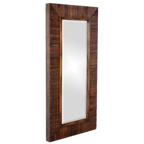 Timberlane 48" x 24" Gold Trim Walnut Wood Rectangular Mirror