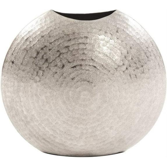 Howard Elliott Frosted Decorative Metal Vase for Centerpiece, Mettalic Silver Accent Table Vase with Hammered Texture for Home, Console Table, Entryway & Living Room, 10.25 x 5 x 10.75 Inch, Small