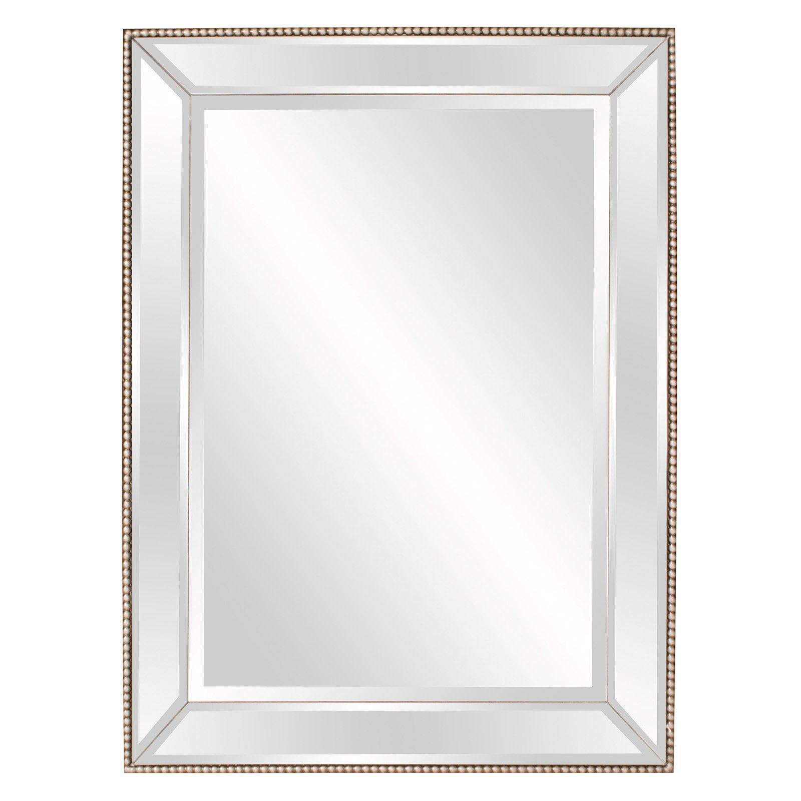 Elegant Roberto Rectangular Bronze & Silver Beaded Wall Mirror