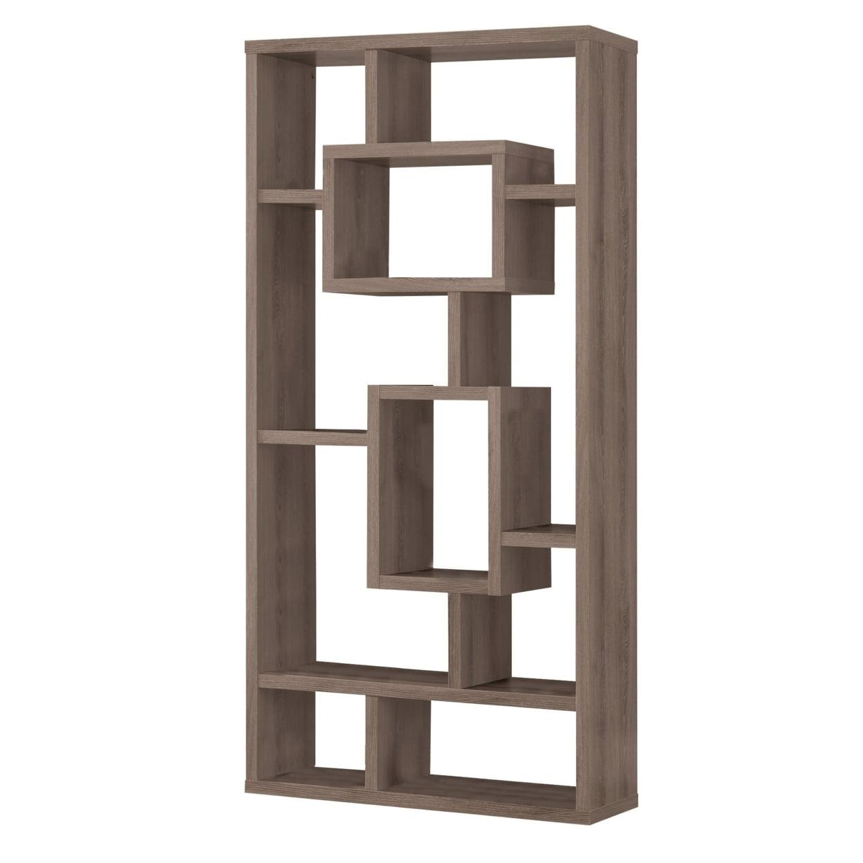 Weathered Gray 10-Shelf Geometric Bookcase