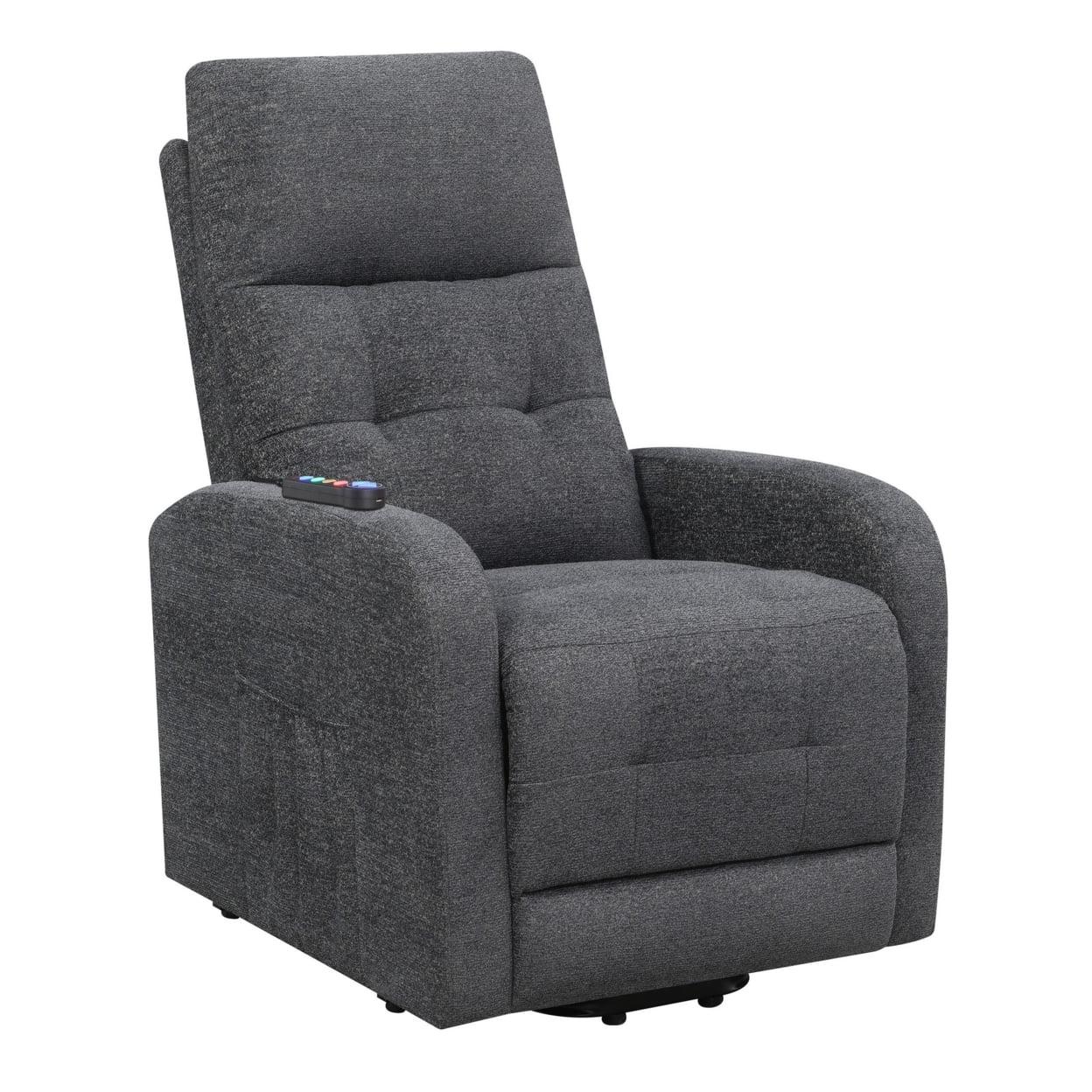 Coaster Howie Tufted Fabric Upholstered Power Lift Recliner in Charcoal