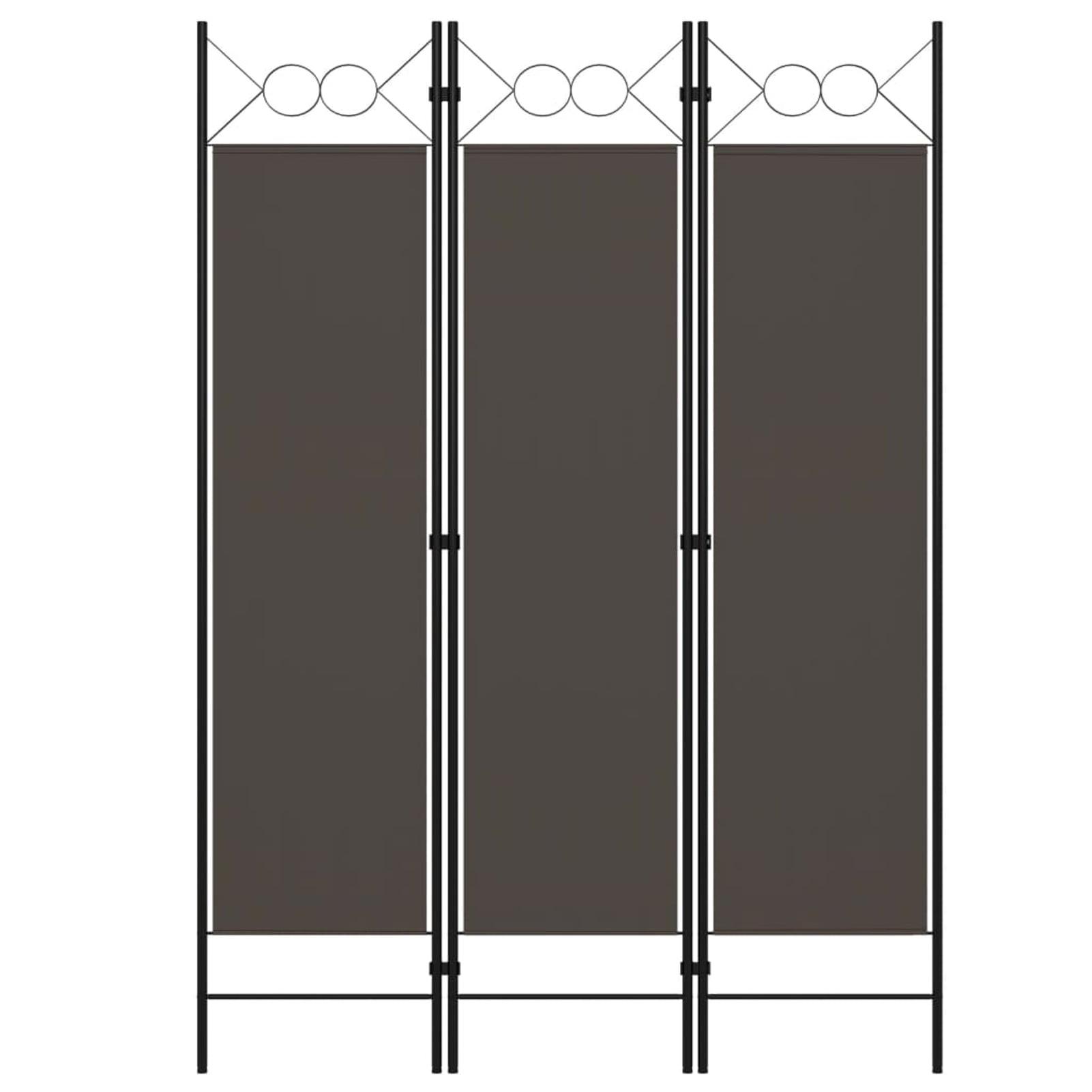 Anthracite 3-Panel Fabric and Iron Room Divider