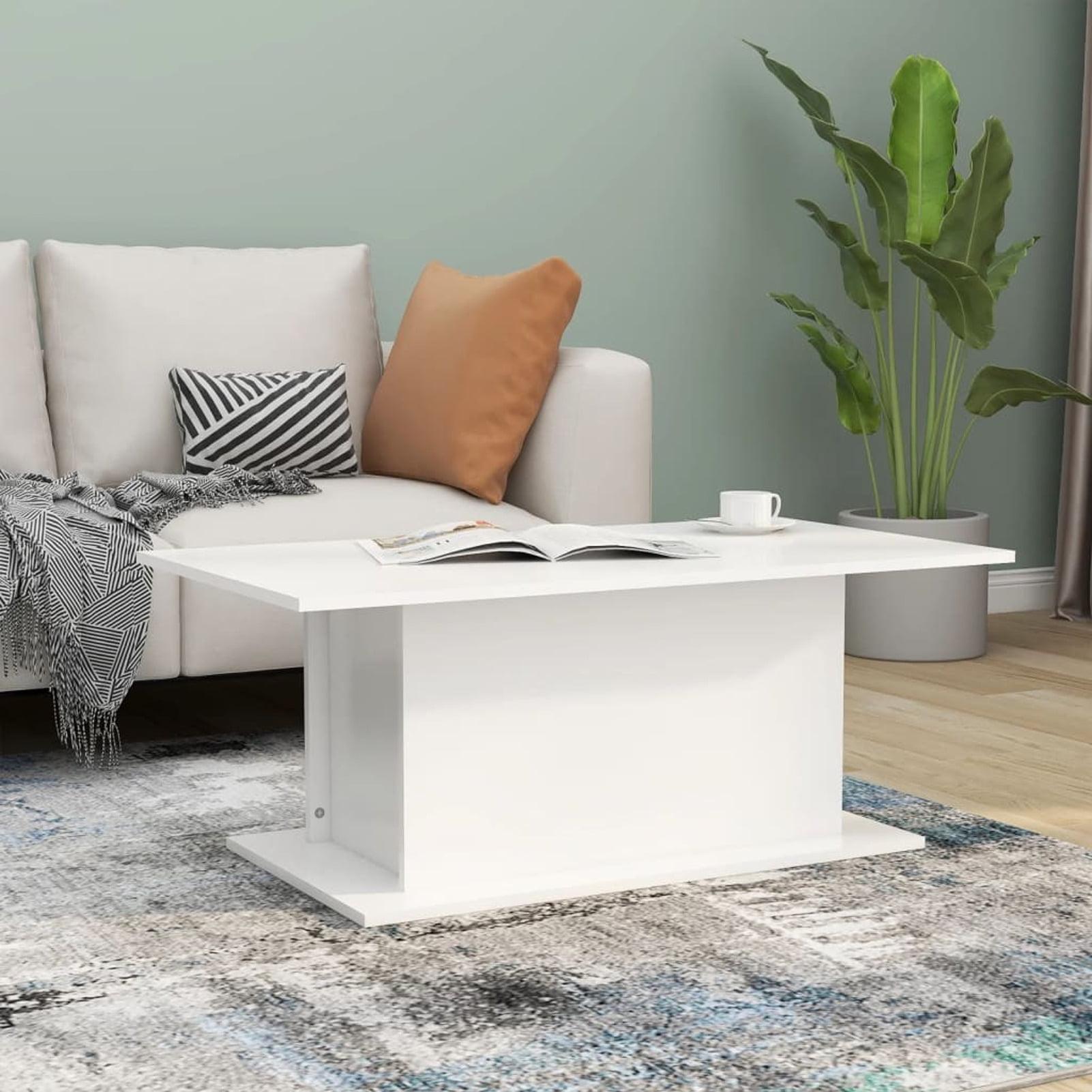 Serene White 40" Engineered Wood Modern Coffee Table