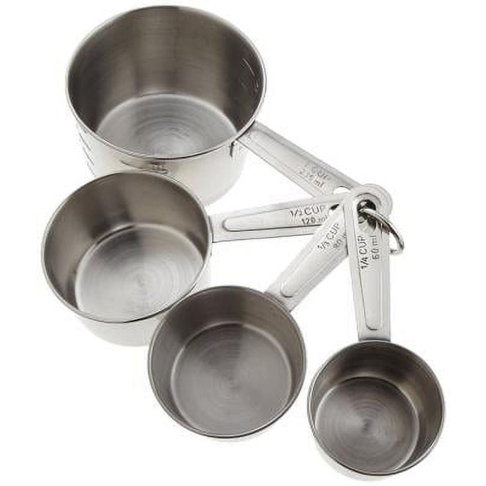 Huarll Holiday Clearance Measuring Tools, 4 Piece Stainless Measuring Cup Set With Storage Ring Silver, 4-Piece Measuring Cup and Spoon Set Silver