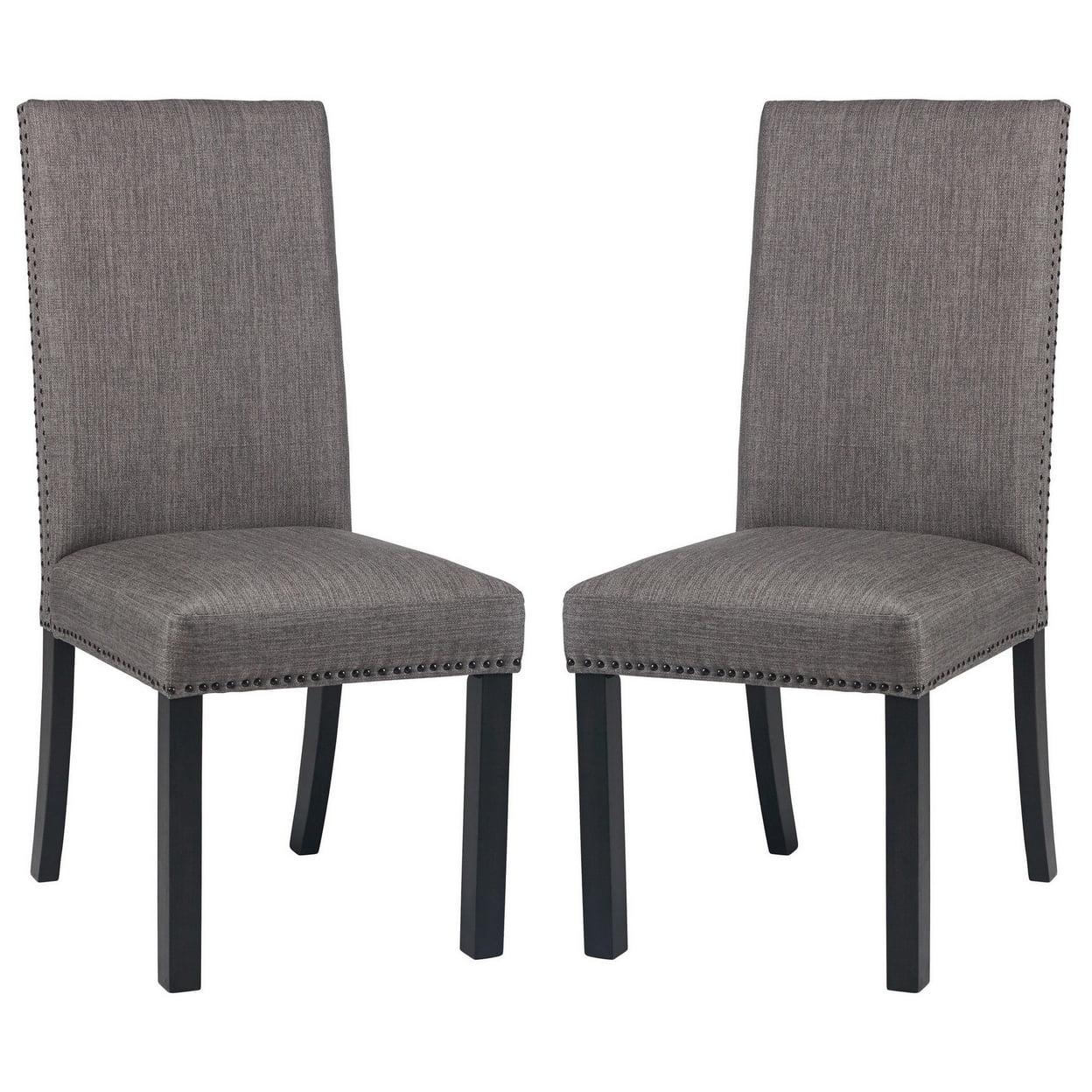 Charcoal Upholstered Parsons Side Chair with Wood Frame