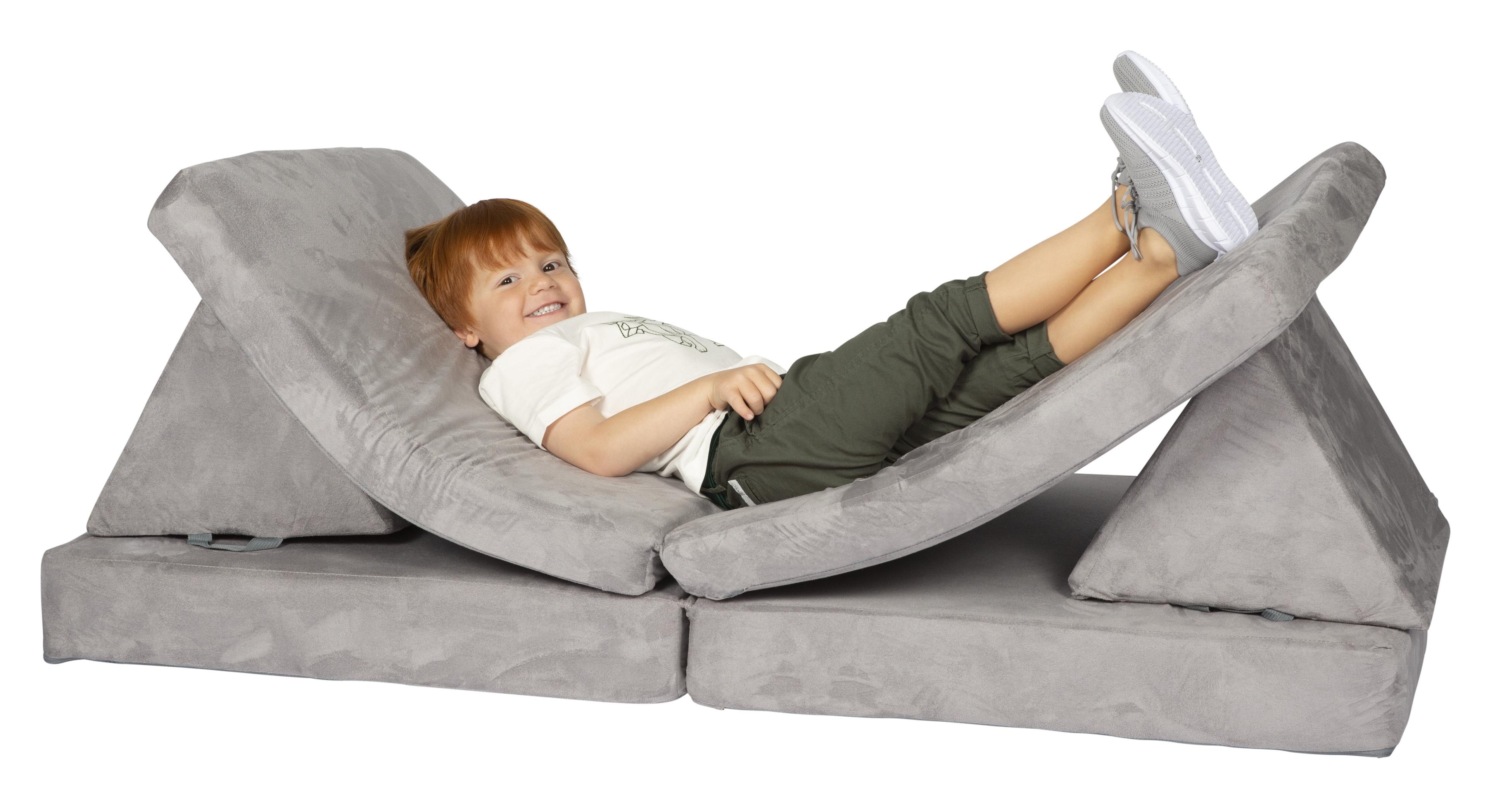 Huddle Customizable Kids Play Foam Couch, Grey, 4 Pieces, for Toddlers Ages 2+