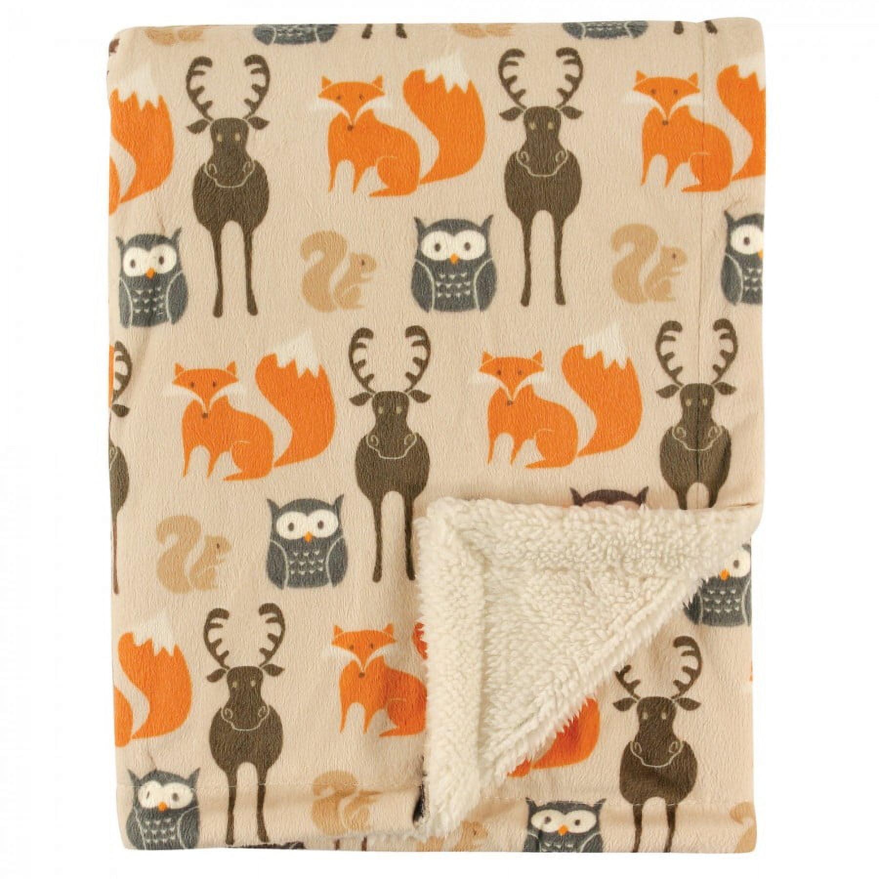 Forest Animal Print Reversible Sherpa Baby Blanket