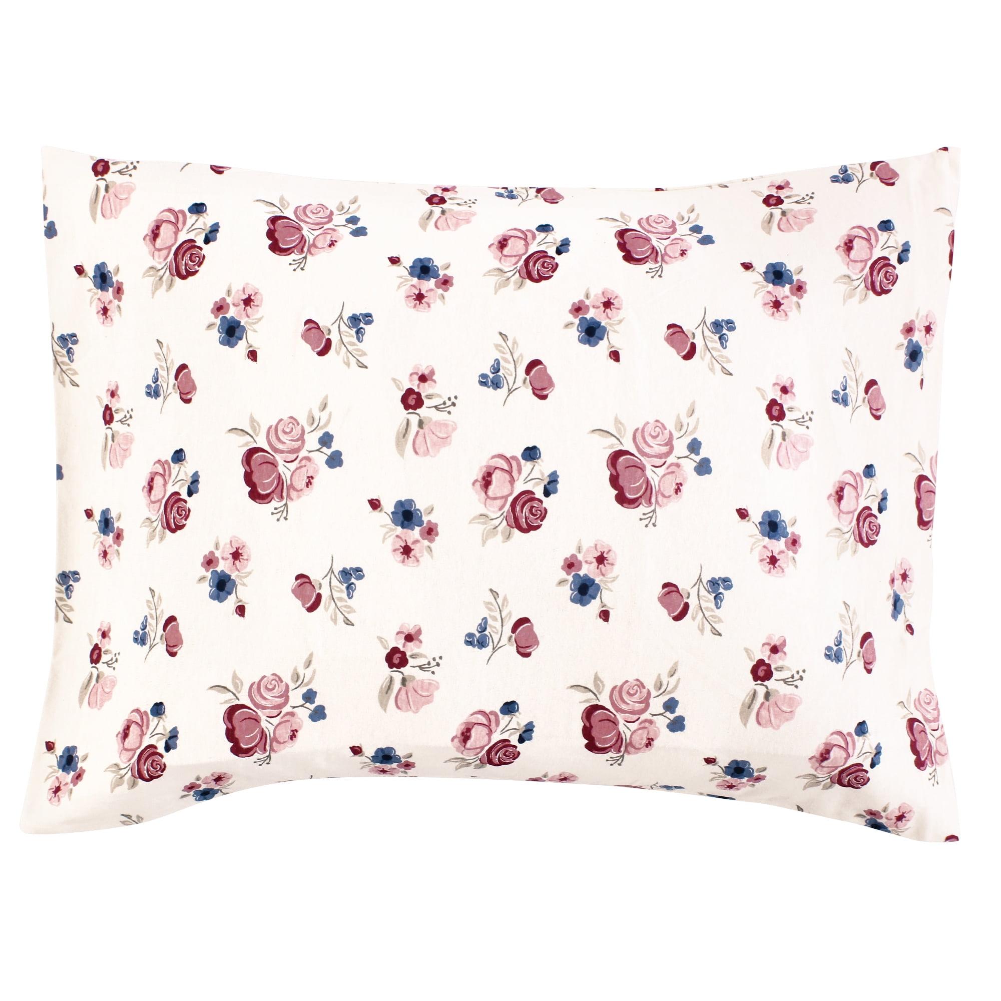 Hudson Baby Infant Girl Cotton Toddler Pillow Case, Dusty Rose Floral, One Size