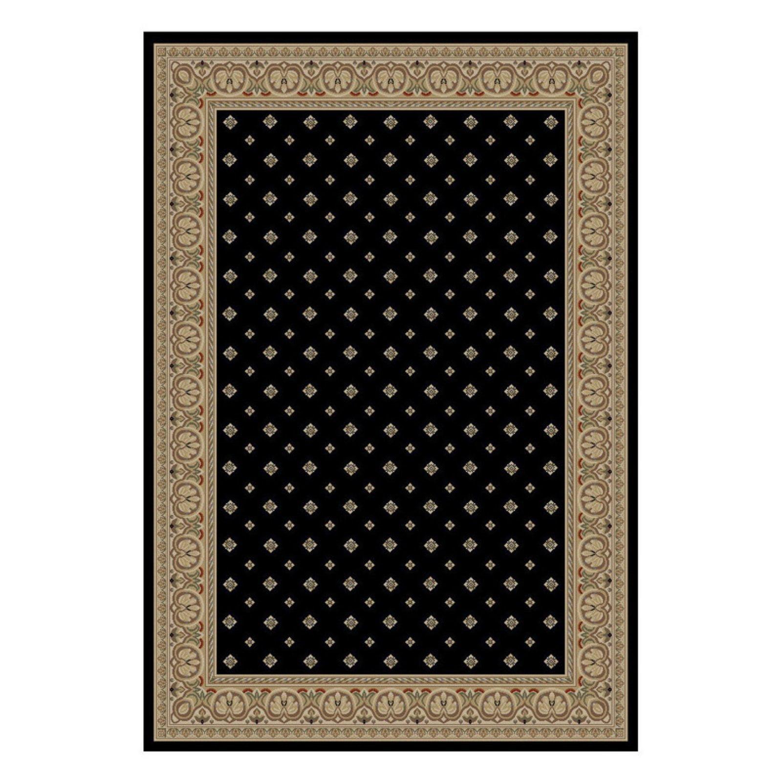 Elegant Black Round Polypropylene Area Rug with Jute Backing