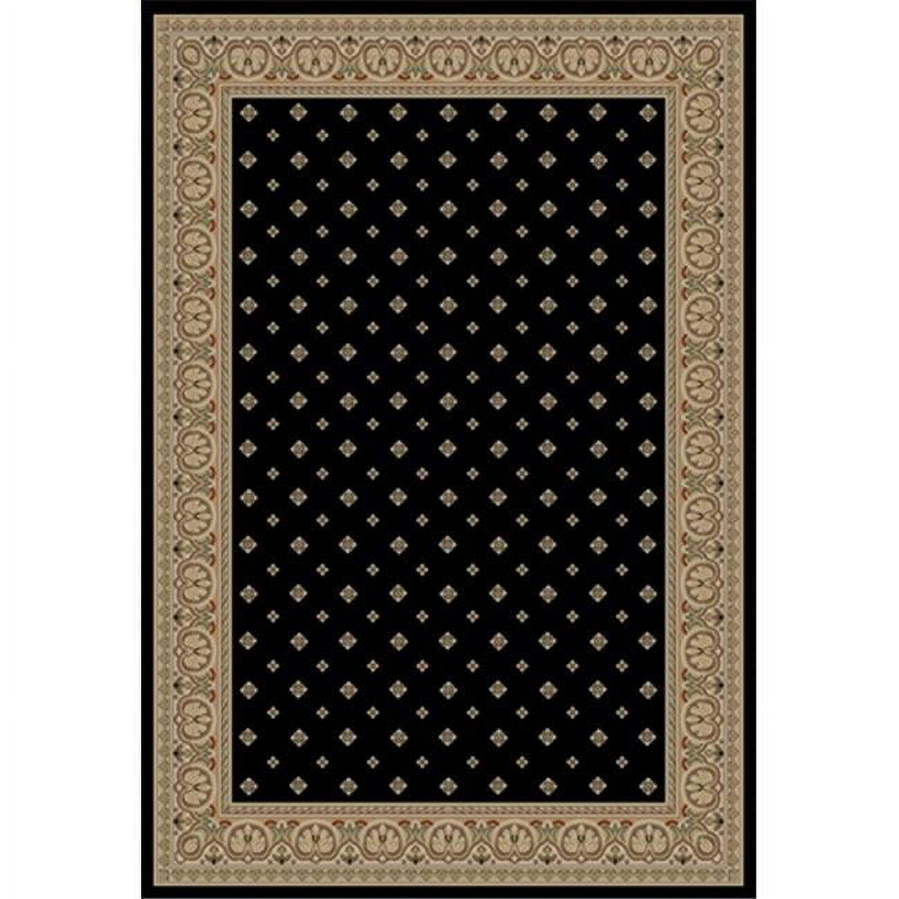 Elegant Black Round Polypropylene Area Rug with Jute Backing