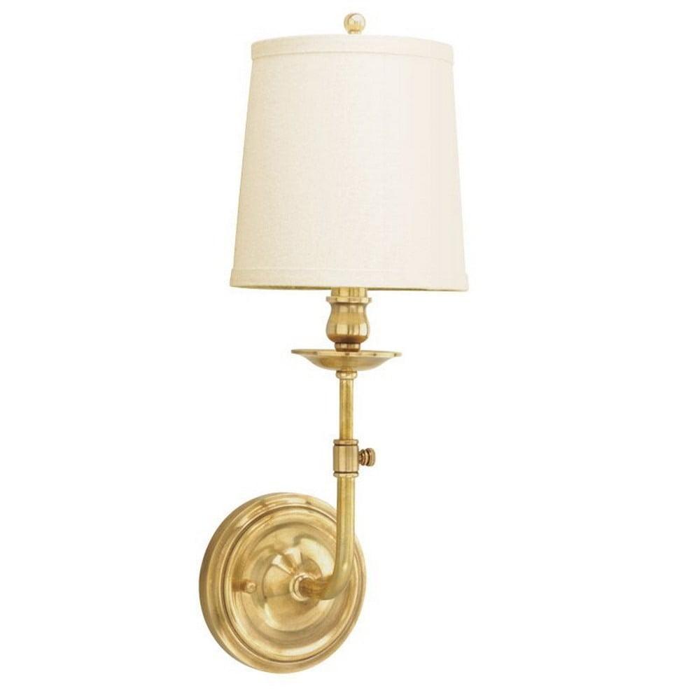 Aged Brass Logan Dimmable Linen Shade Wall Sconce