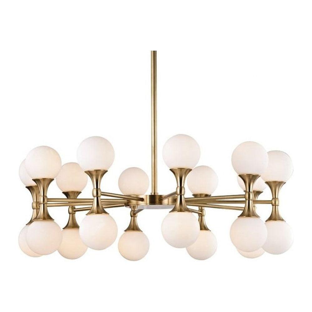 Abernathy Aged Brass 20-Light LED Chandelier with Opal Etched Glass