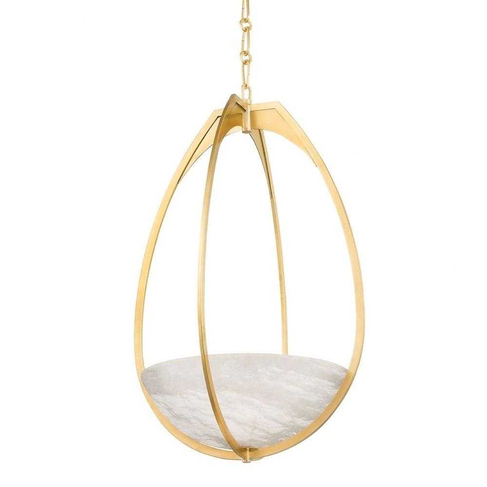 Lloyd Aged Brass 19" LED Pendant with Spanish Alabaster Shade