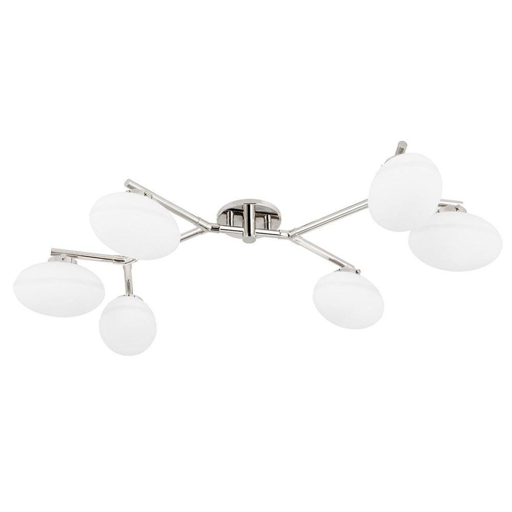 Elegant Polished Nickel 6-Light Semi-Flush Globe with Opal Glass Shades