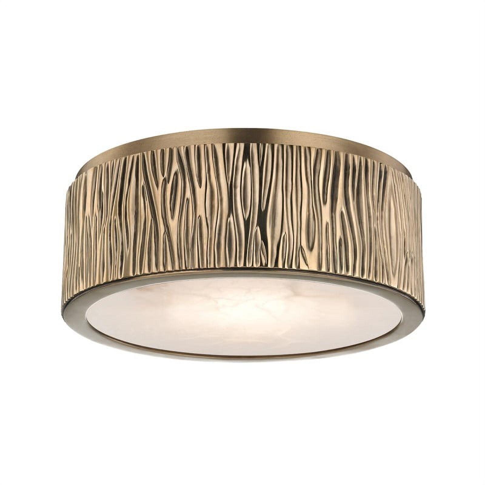 Crispin Aged Brass LED Flush Mount with White Opal Alabaster Shade