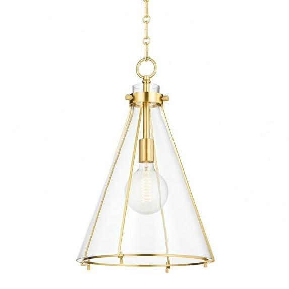 Sybil Pendant Light - Clear / Flared / Antique Brass