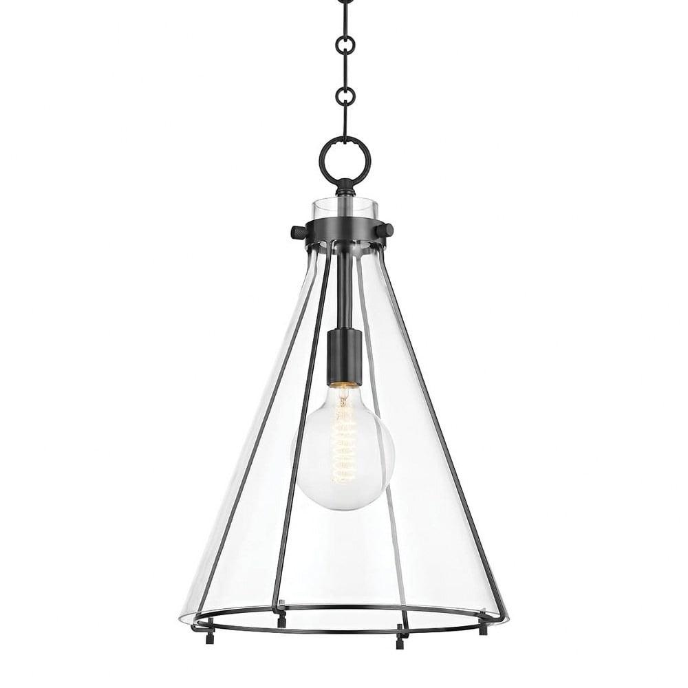 Sybil Pendant Light - Clear / Flared / Antique Bronze