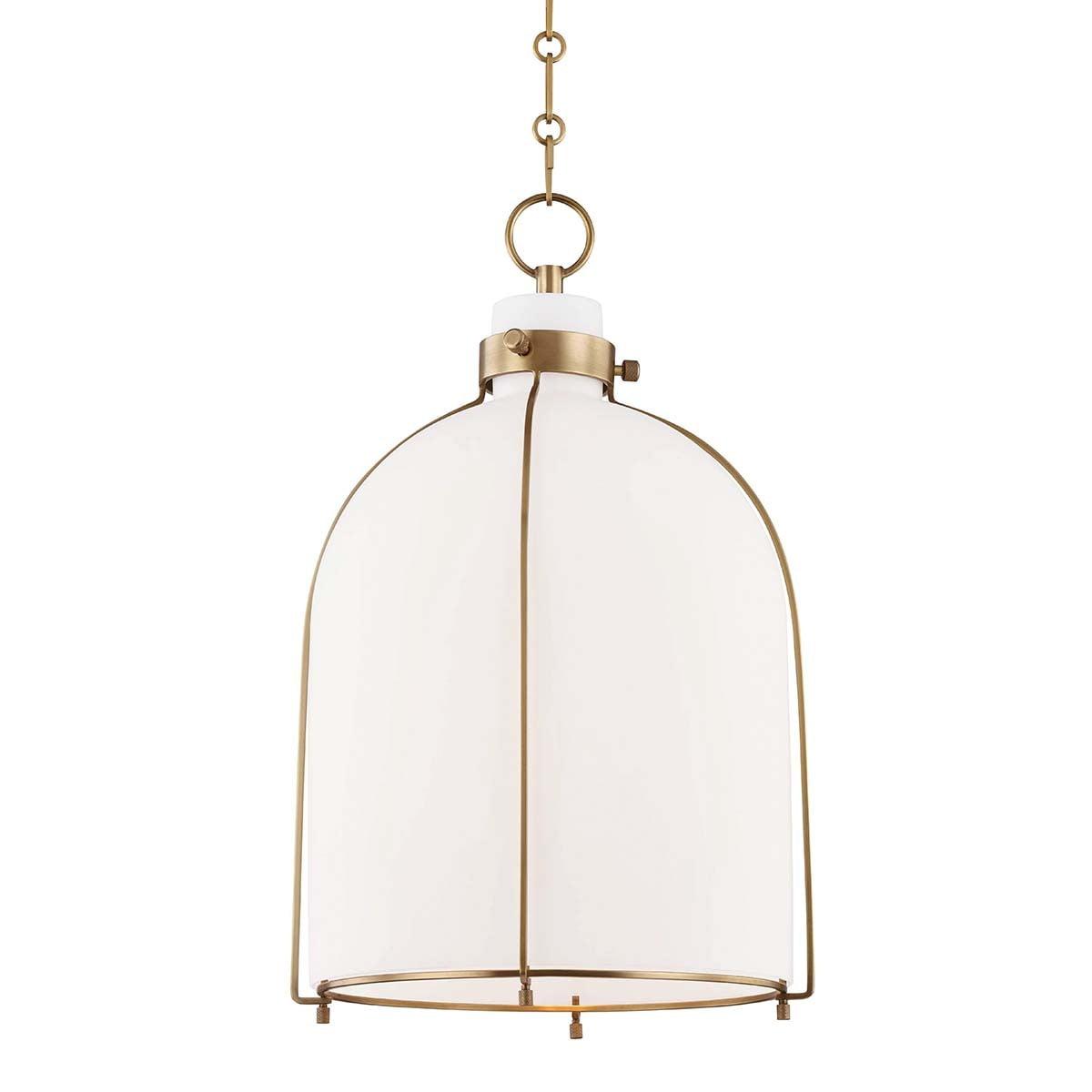 Sybil Pendant Light - Opal / Curved / Antique Brass