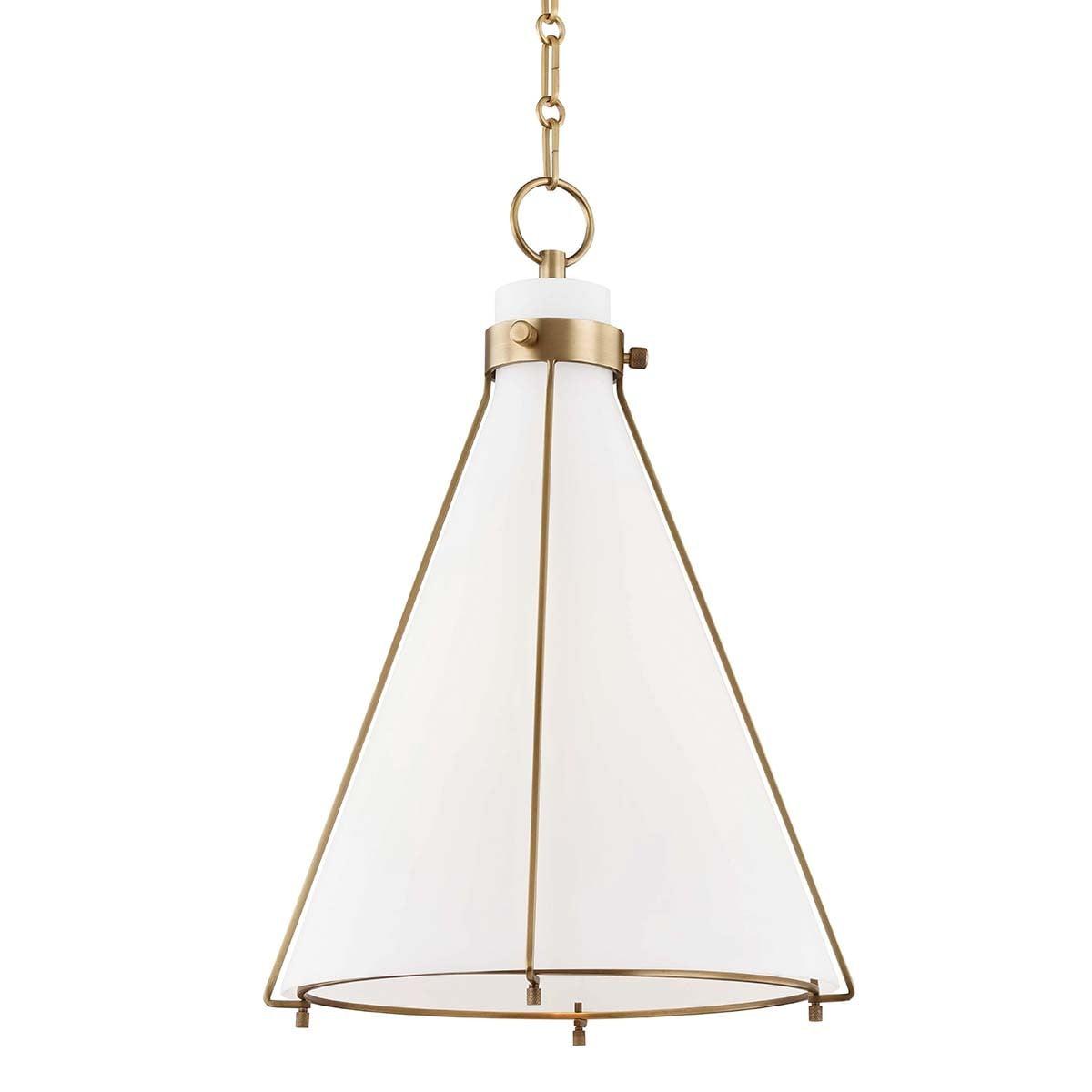 Sybil Pendant Light - Opal / Flared / Antique Brass