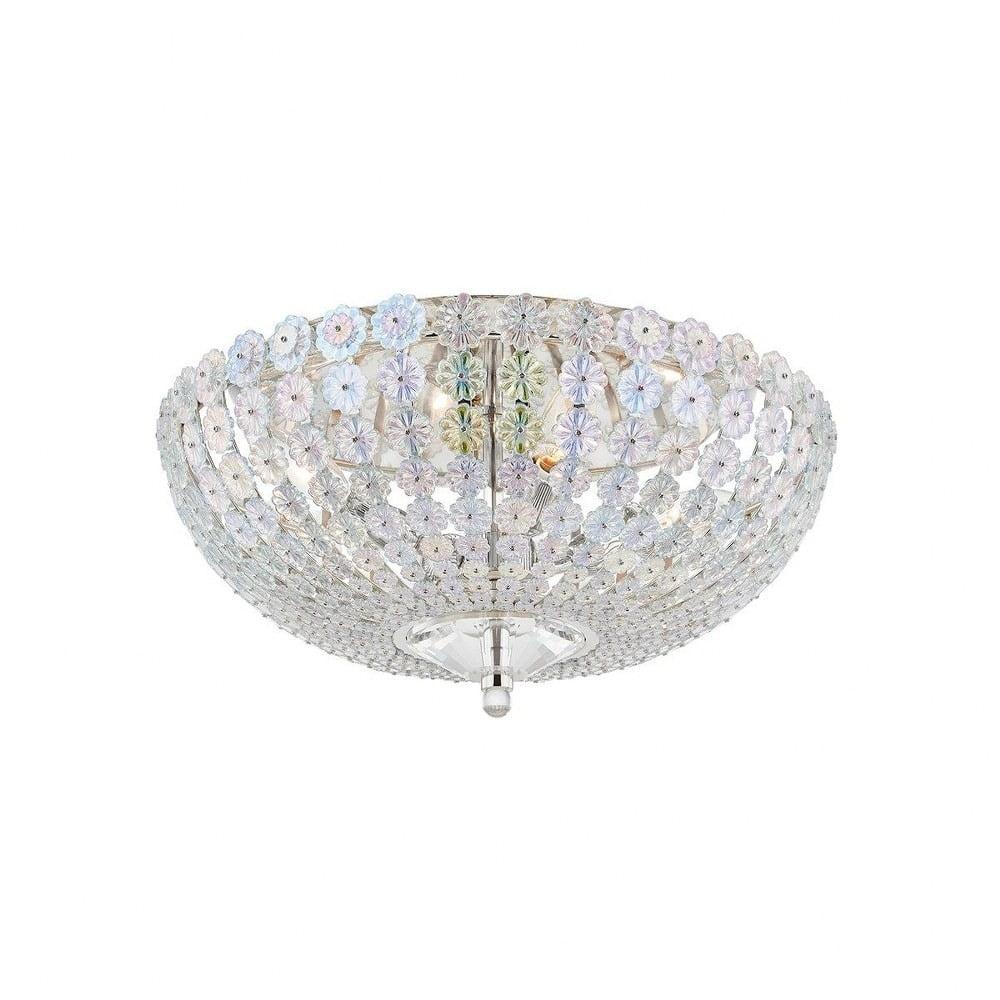 Transitional Iridescent Bowl Flush Mount in Polished Nickel