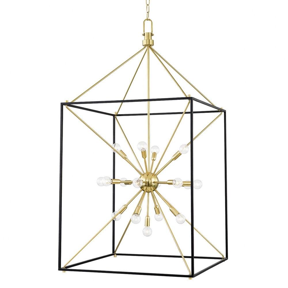 Glendale 25-Light Aged Brass and Black Sputnik Chandelier