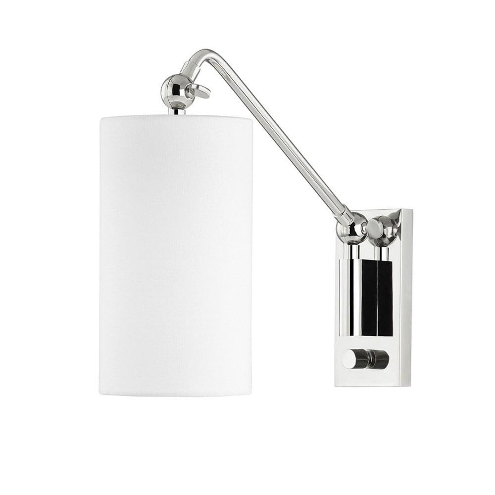 Elegant Polished Nickel & Belgian Linen Cylinder Sconce