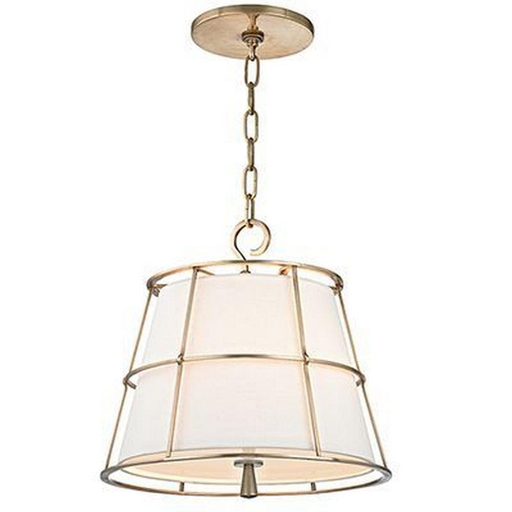 Savona Aged Brass 2-Light Pendant with Linen Shade